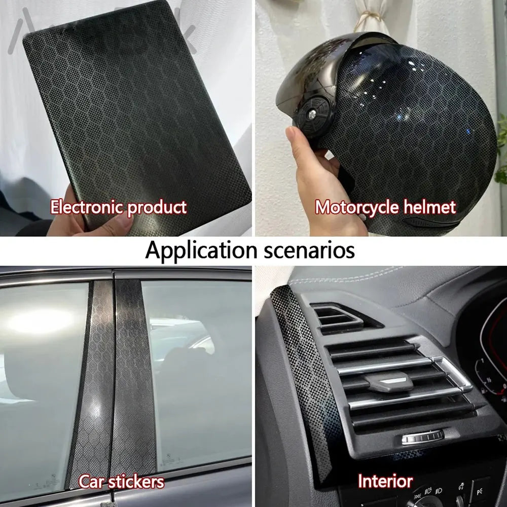 Retail Hexagonal Honeycomb Carbon Fiber Black Football Pattern Sticker Vinyl Car Wrap Foil Self Adhesive with Air Bubble Free