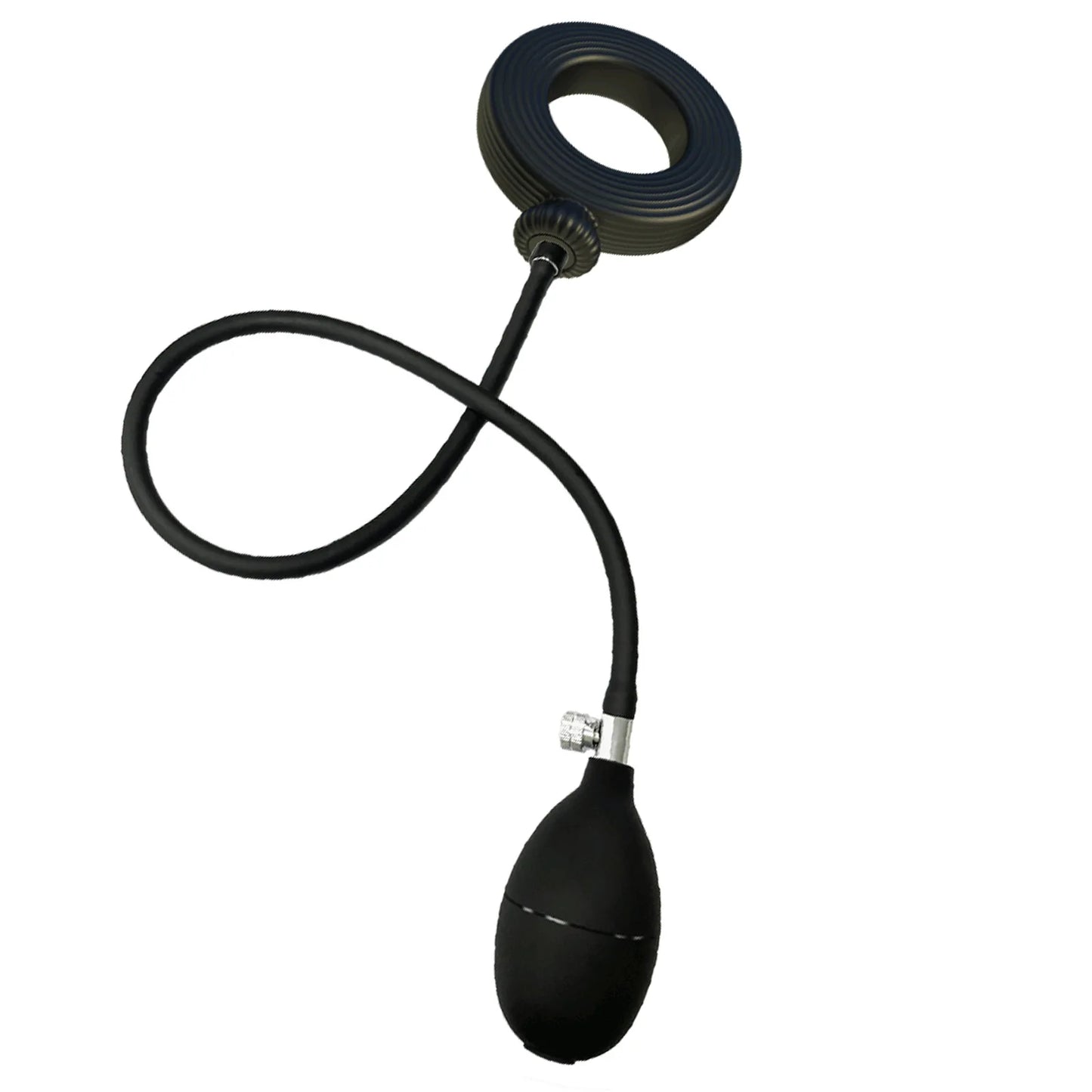 Silicone Magnetic Inflatable Butt Plug with Pump - Black Expandable Anal Stretcher, Prostate Massager Sex Toy for Men Women