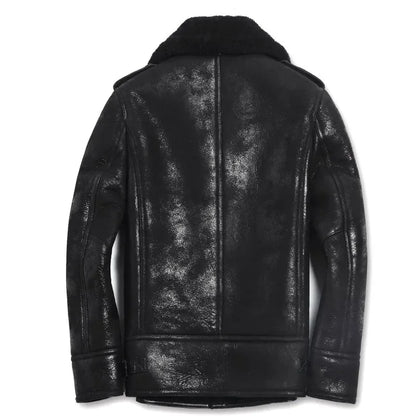 YOLANFAIRY Genuine Leather Jacket Men's Winter Jacket Sheepskin Coat for Men Natural Lamb Fur Bomber Jackets veste 156-1 MY1916