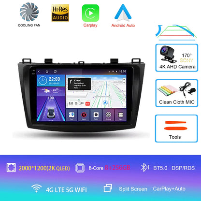 For Mazda 3 II For Mazda3 BL 2009 - 2013 Android16 Carplay Auto 4G+WIFI GPS Car Radio Navigation Multimedia Video Player Stereo