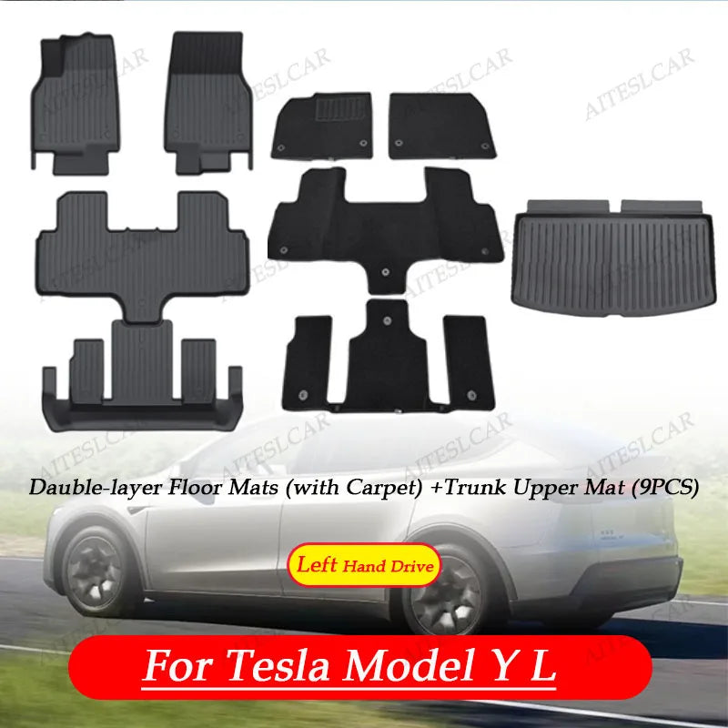 For Tesla New Model Y L Launch Premium / Performance 2026+ TPE Floor Mats Luggage Mat Wear-resistant Foot Pads ModelY Trunk Mats