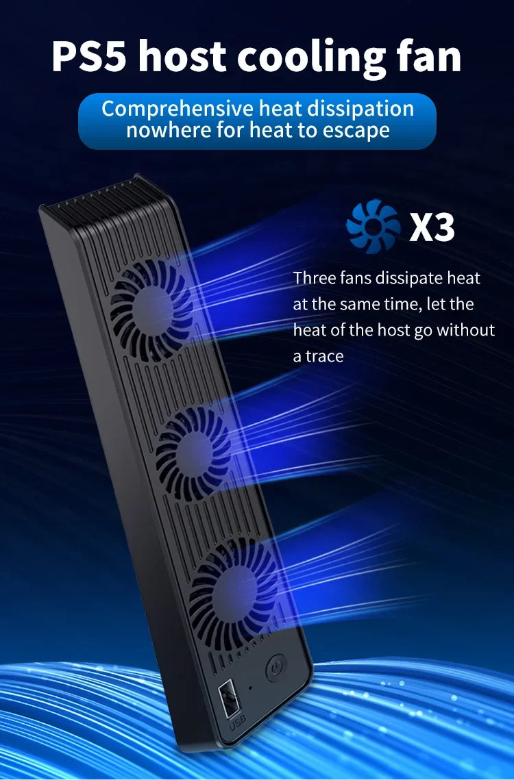 For PS5 Gaming Console Universal Cooling Fan PS5 Console Cooling Fan With LED Lights, Silent Noise Reduction Fan
