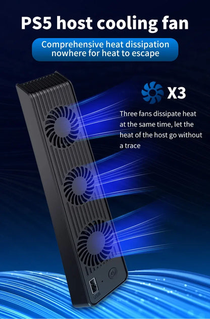 For PS5 Gaming Console Universal Cooling Fan PS5 Console Cooling Fan With LED Lights, Silent Noise Reduction Fan