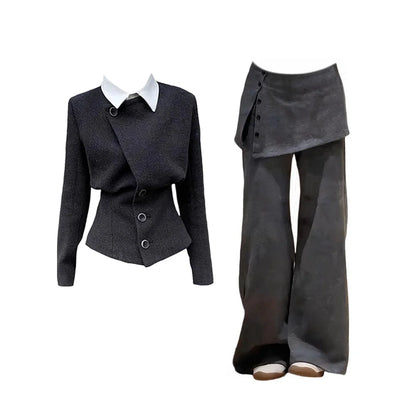 Winter 2025 Slimming High-End Woolen Coat Women's Casual Pants Two-Piece Set Fashionable Korean Style Warmth Comfortable Fit