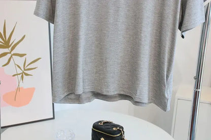Ultra-Hand Feel Short Modal T-Shirt Women's  Summer 2025 Slimming round Neck Short Sleeve  Color Base Shirt