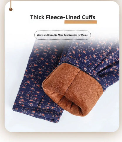 Thickened Camel down Women's Pants Autumn Winter Warm Long Trousers Fashionable Loose Fit Elderly Ladies Fashion Bamboo Leaf
