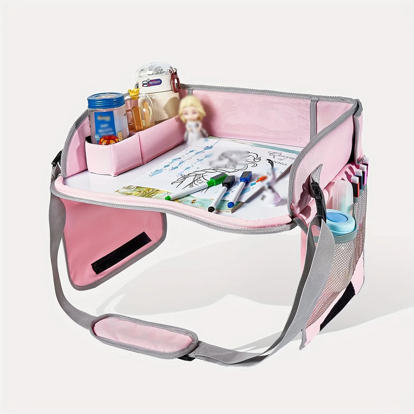 Portable Car Travel Drawing Board with Erasable Surface - Whiteboard Tray, Toy Storage & Safety Seat Organizer