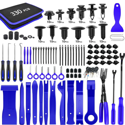 330Pcs Car Door Clip Car Disassembly Tools Set DVD Stereo Refit Kits Interior Plastic Trim Panel Dashboard Removal Tools