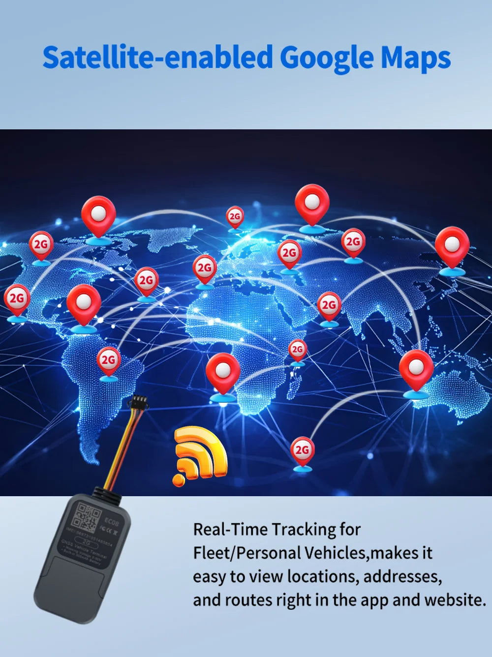 TrackerKing Car GPS Tracker EC08 2G Version Built Battery GSM GPRS Vehicle Anti Theft Tracking Device Monitor Locator Remote