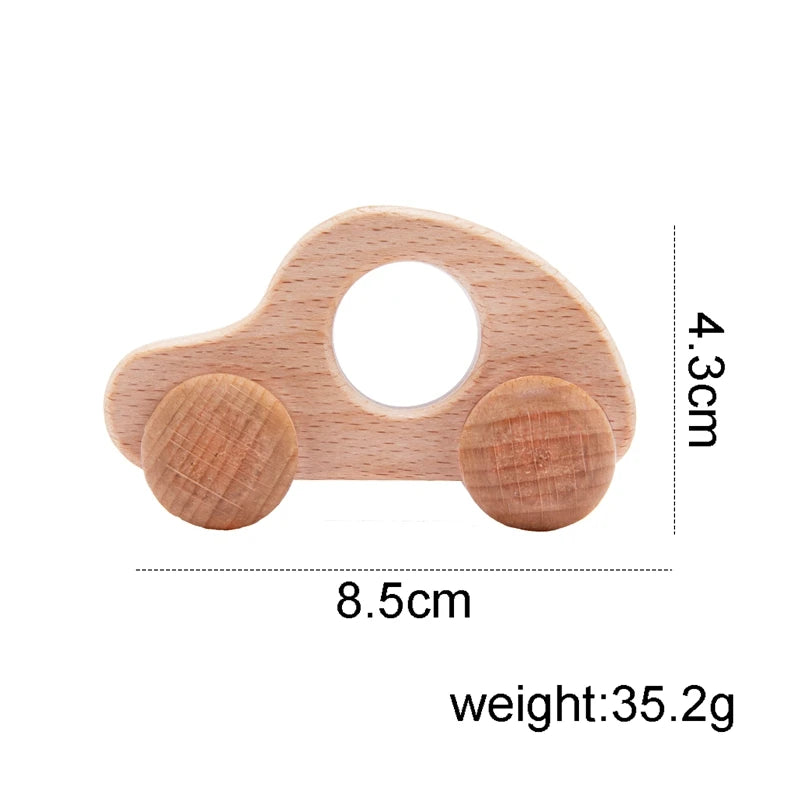 Wooden Baby Car Toys Beech Wooden Blocks Animal Dogs Cartoon Educational Montessori Toys For Children Teething Baby Teether
