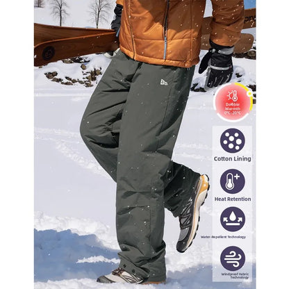 Outdoor Snowproof Men's Thermal Cotton Pants Winter Outdoor Skiing Trousers Windproof Breathable Straight Leg Casual Pants