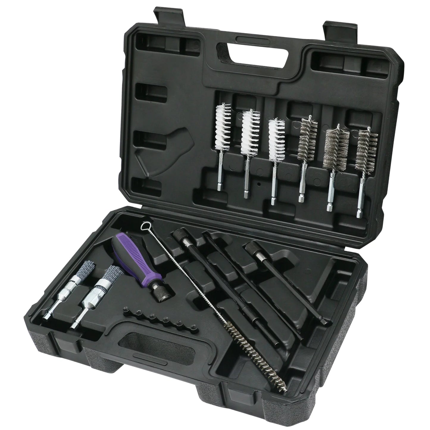 19Pcs Cylinder Heads Cleaning Kit Diesel Injector Seat Brush Tool Rust Resistant Sturdy Universal Fit for Vehicle Maintenance