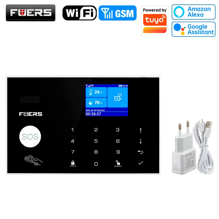 FUERS WIFI GSM Alarm System Wireless Home Burglar Security Alarm System works with Tuya Smart APP Control Motion Detector Sensor