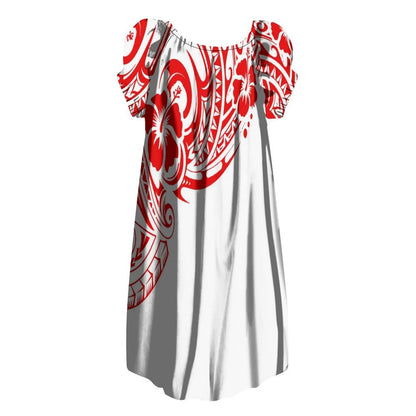 New Design Customize Polynesian Print Micronesian Loose Casual puffy dress Plus Size Women Clothing