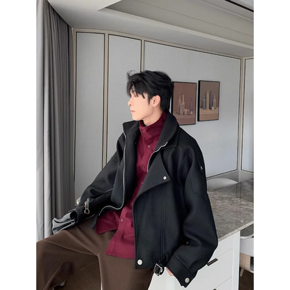 Men's New Spring and Autumn Style Jacket Loose and Casual Gold Velvet Long Sleeved Stand Up Collar