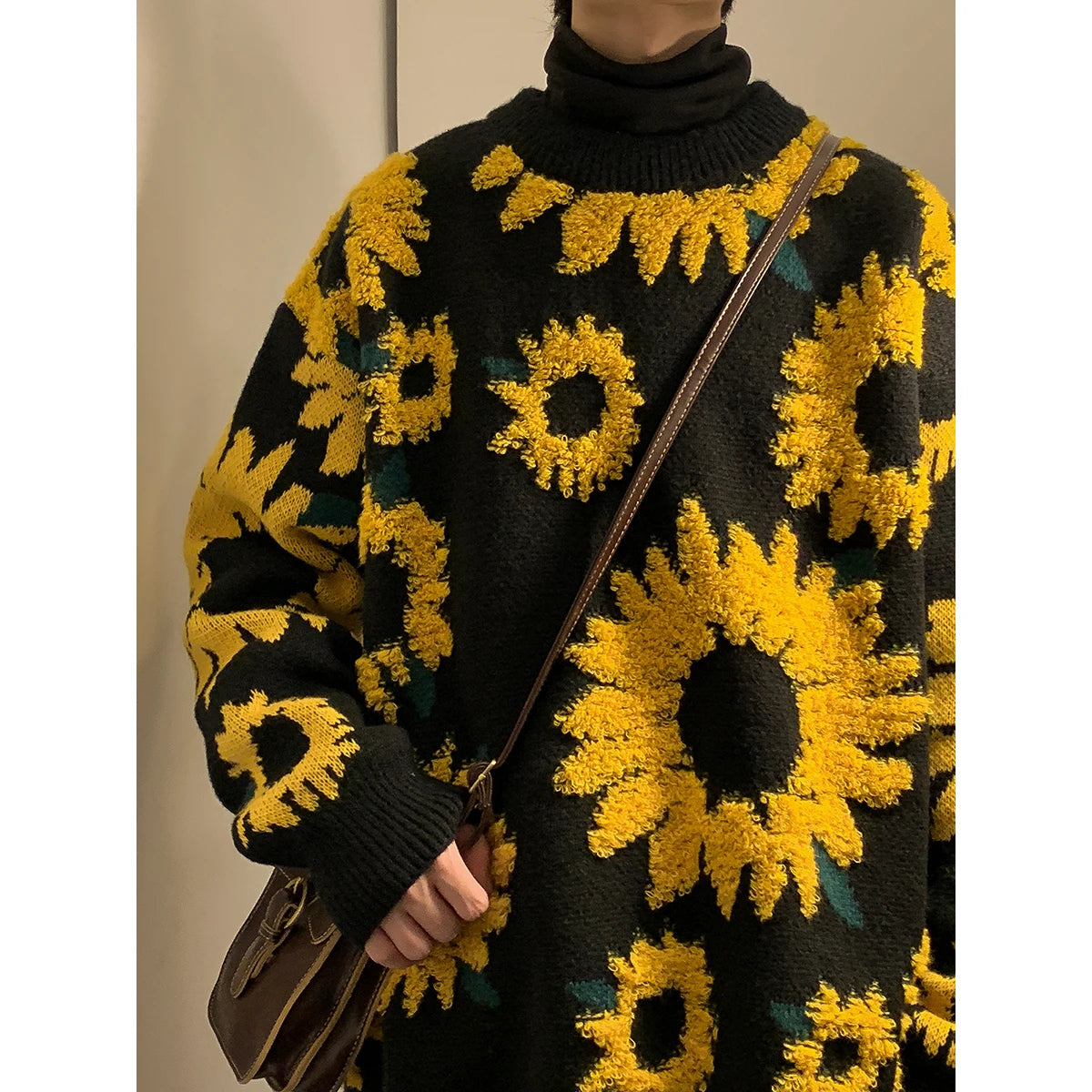 2024 Sweater Winter Sunflower Warm Sweaters  Fashion Male O-Neck Pullovers Sweater Men Loose Casual Sweater Thick Knitted Unisex
