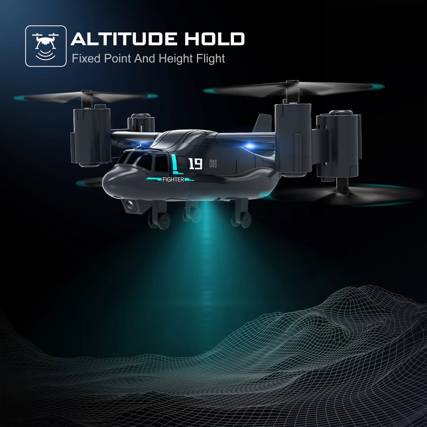 LM19 Remote Control Helicopter Drone 480P Camera Fighter Quadcopter Osprey Aircraft RC Drones for Children Kids Plane Toys Gifts