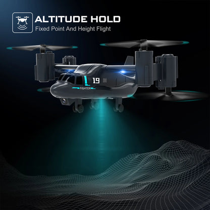 LM19 Remote Control Helicopter Drone 480P Camera Fighter Quadcopter Osprey Aircraft RC Drones for Children Kids Plane Toys Gifts