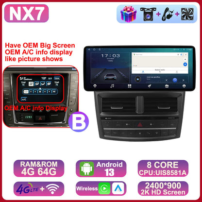 12.3" 2Din DSP Android 14 Car Radio Intelligent System For LEXUS IS200 IS220 IS250 IS300 IS350 2006 - 2012 Carplay Auto Navi HU