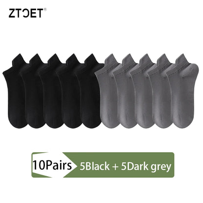 10Pairs Men Combed Cotton Socks Mesh Antibacterial Breathable Fashion Black High Quality Man Sock New For Male Size EU38-45