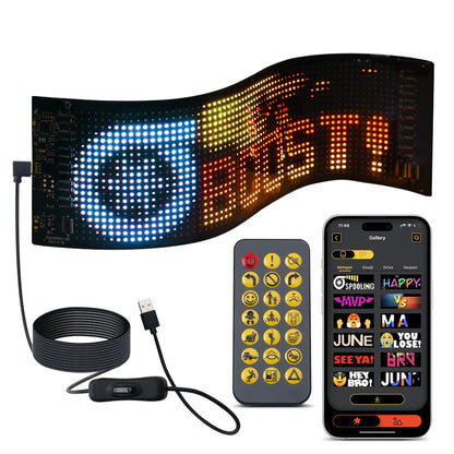 Scrolling Advertising LED Car Sign USB RGB Custom Animation Programmable Text Pattern App Control Bluetooth Logo Light Display