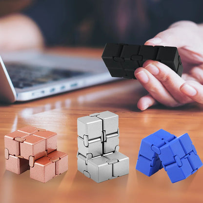 Alloy & Plastic Infinity Cube Fidget Toy Sensory Stress Relief Anti-Anxiety Fidget Toy Collapsible Infinite Flip Calming Gadget