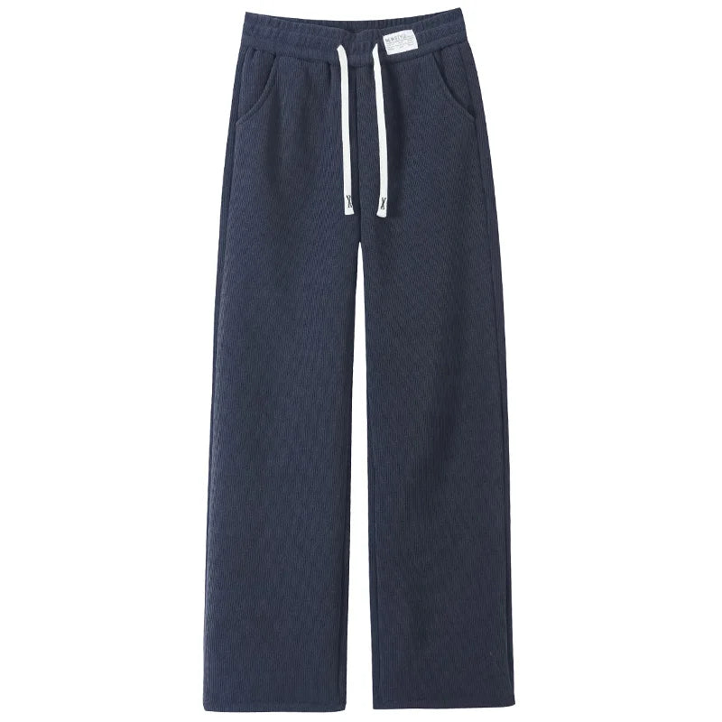 Lamb Velvet Wide Leg Pants Women's High Waist Thickened Fleece Corduroy Warm Cotton Pants Casual Straight Leg Trousers