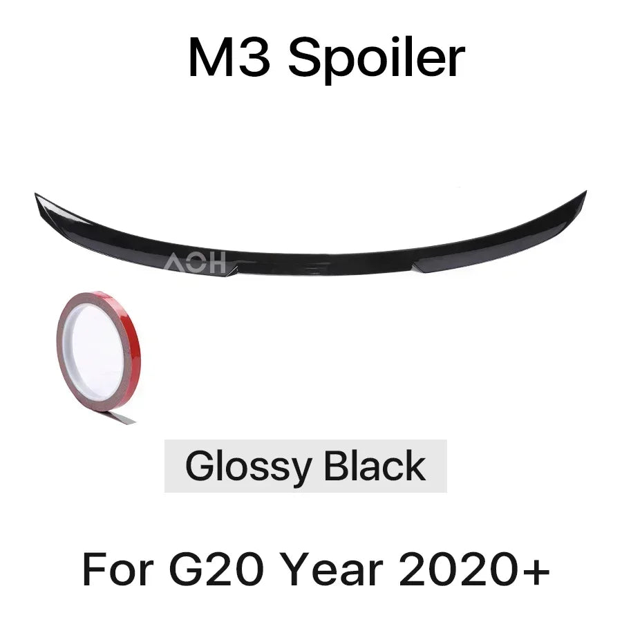 Carbon Fiber Rear Bumper Spoiler Lip For BMW 3 Series G20 2020-2023 MP M3 M4 PSM Style Slim Trunk Wing Kit Refting Gloss Black