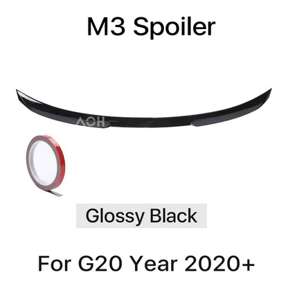 Carbon Fiber Rear Bumper Spoiler Lip For BMW 3 Series G20 2020-2023 MP M3 M4 PSM Style Slim Trunk Wing Kit Refting Gloss Black