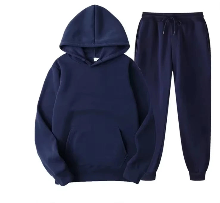 2026 Winter Eco-Friendly Soft Tracksuit Men's Set Long Sleeve Pullover Jogging Pants 2pcs Fitness Running Suits Sportswear Male