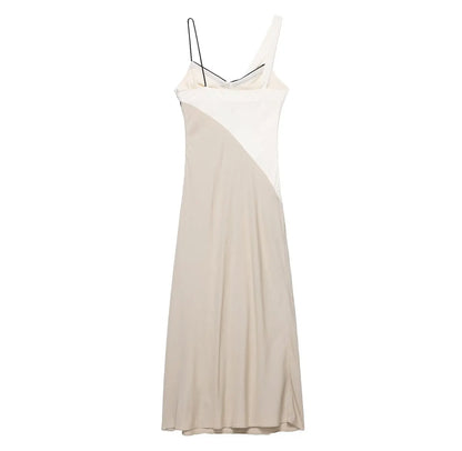 KONDALA Elegant Chic Suspender Dress Women's Contrasting Lines Slim Dress 2025 Summer Fashion Holiday Casual Dating Lady Dress
