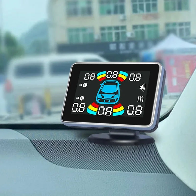 Plane Car Reverse Parking 16.5MM 8 Sensors Backup Radar Parktronic for Bumper Adjustable Depth Digital Display Obstacle Distance