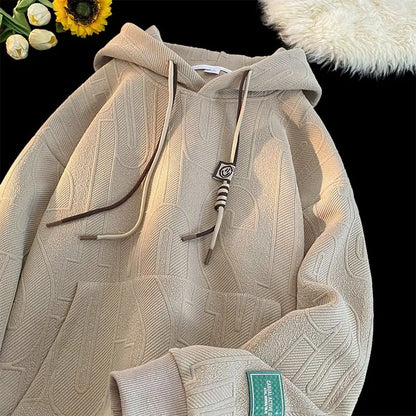 Men's Hoodie Sweatshirt Fleece Lined Thickened Loose Fit Autumn Winter New Style Casual Wear Student Large Size Hoodie