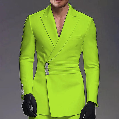 Wedding-ready Slim-fit Men Suit 2 Pieces(Jacket+Pants) Groom Suit Single-breasted Peak-lapel Formal Set for Elegance Custom