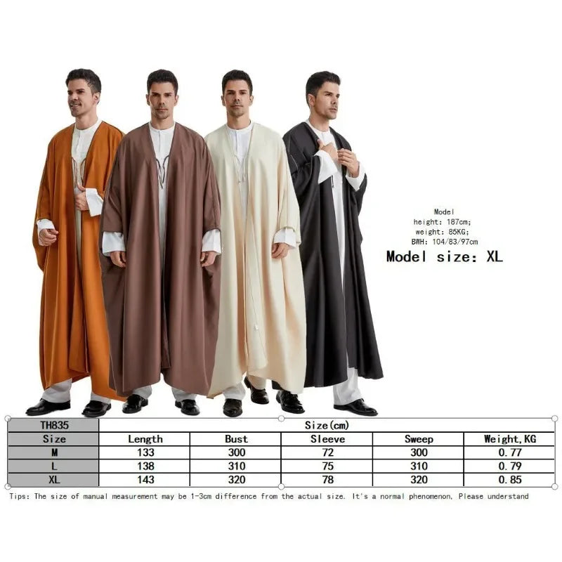 Saudi Arabian Men's Tobey Robe Dubai Robe Abaya Middle Eastern Men's Cloak Islamic Festival and Traditional Ceremonial Clothing