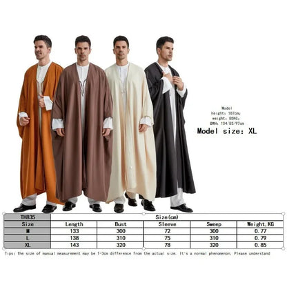 Saudi Arabian Men's Tobey Robe Dubai Robe Abaya Middle Eastern Men's Cloak Islamic Festival and Traditional Ceremonial Clothing