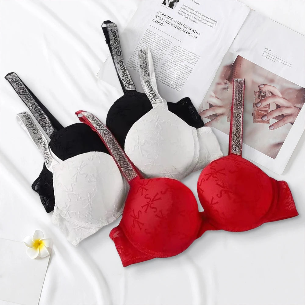 2026 New Women's Sexy Lace Bralette Bra and Panty Set Lingerie Set Heart Pattern Trim Stretchy Breathable underwear Set