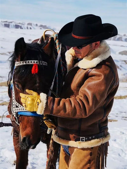 Luxury Branded Cloth Men's New Winter Coat Genuine Leather Lamb Skin Shearling Jacket for Male Cowboy Wool Liner XL 2XL 3XL XXXL