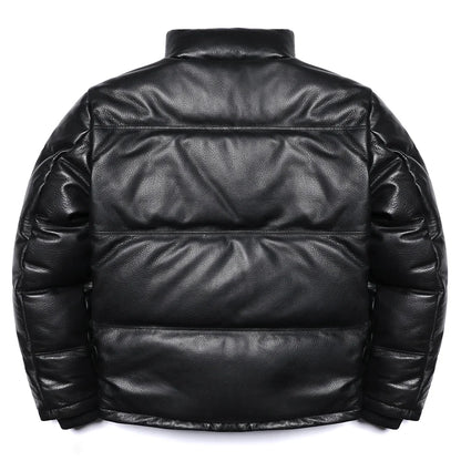 New Sheepskin Genuine Leather White Duck Down  Jacket Men Goat Skin Hood Warm Coat Thick Winter Clothing Coats