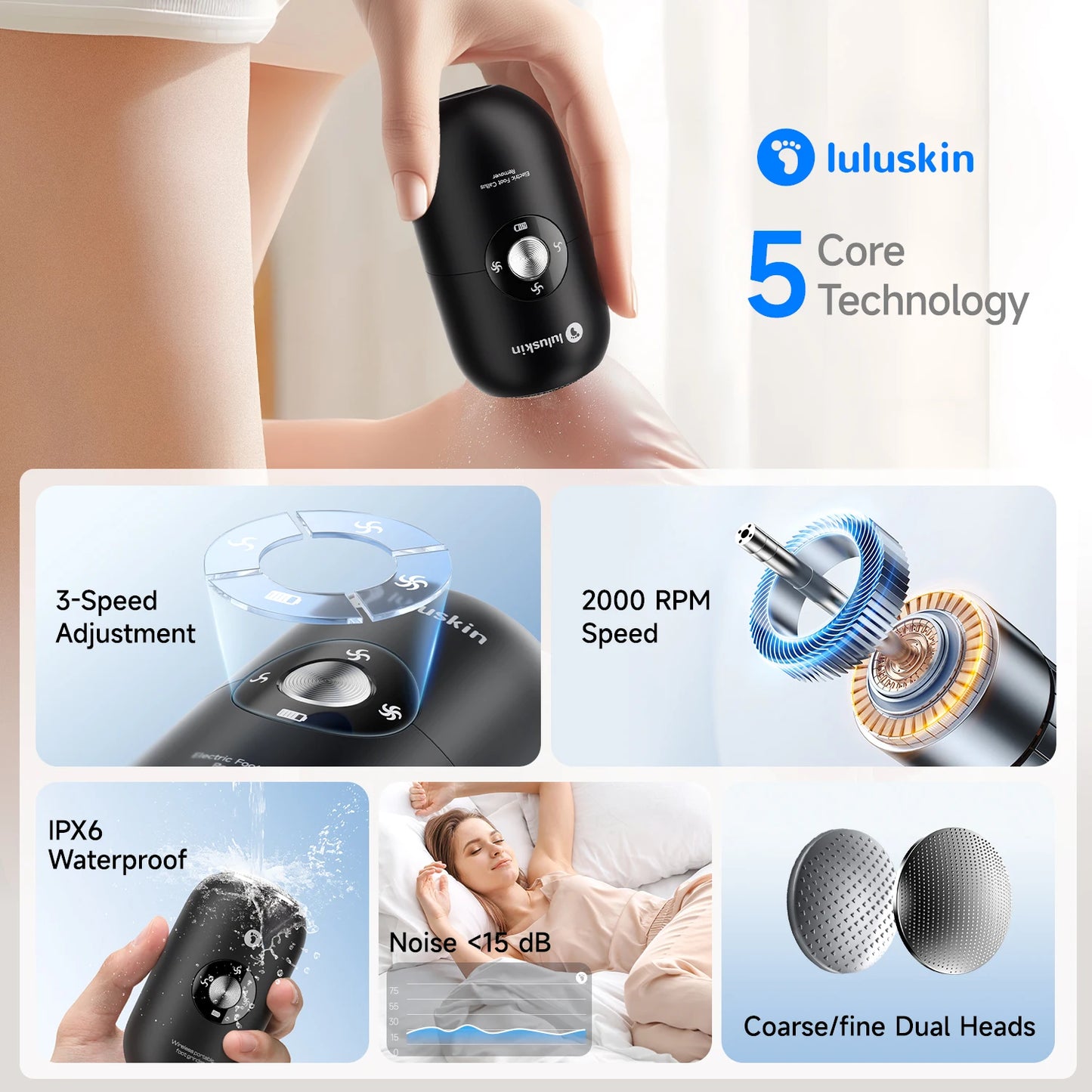 Electric Foot Grinder Foot Callus Remover Auto Thick Leather Polishing Foot Grinder with 2 Grinding Heads Foot Beauty Machine