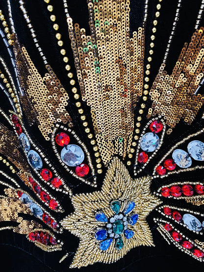HIGH STREET Newest 2026  Designer Tops Women's Sequined Rhinestone Diamonds Beaded Velvet Loose Hooded Hoodie Sweatshirt