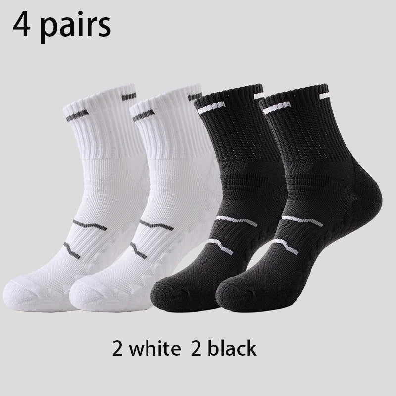 4 Pairs Pro Performance Sport Socks – Breathable, Cushioned, Anti-Slip for Running & Training
