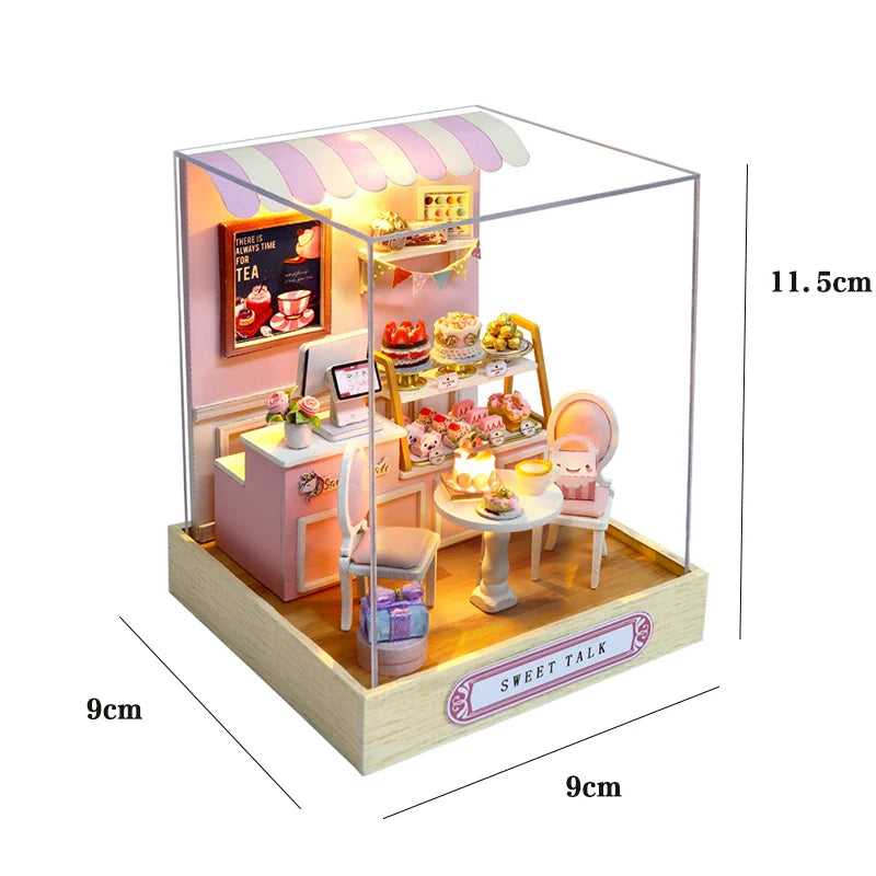 Hot Sale DIY Miniature Grape Wine Bar Dollhouse Kit with LED Light 3D Puzzle Mini House Gift for Friend Home Decor