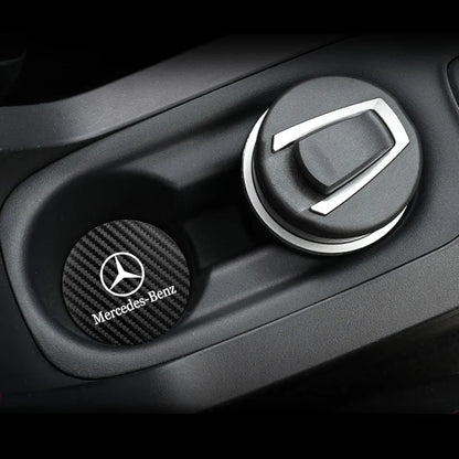 2Pcs Car Coasters Water Cup Mats Waterproof Slot Pads For Mercedes Benz AMG Smart W205 C300 W203 W206 W108 W124 W126 W140 W168