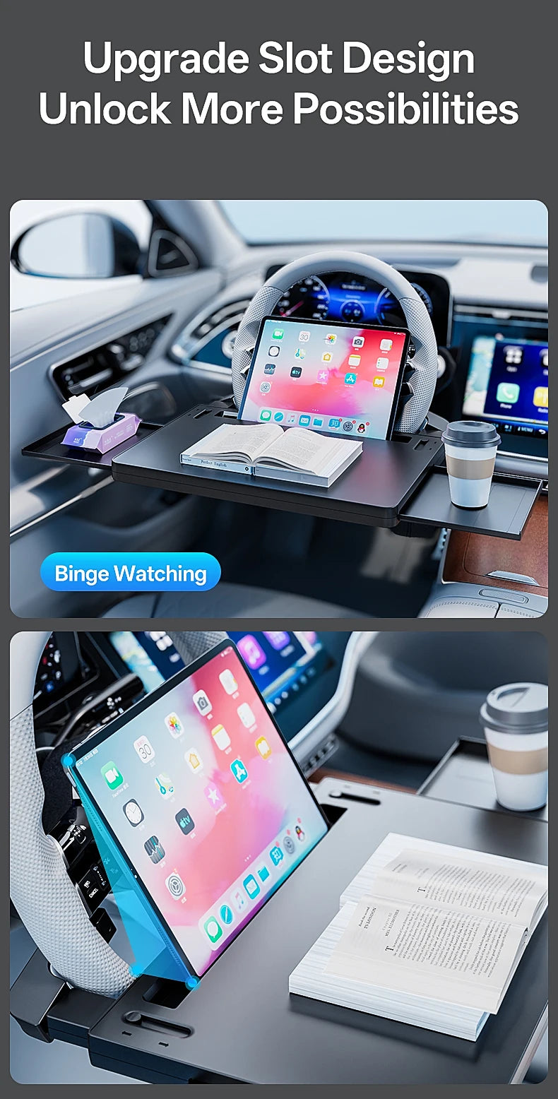 Multifunctional Car Steering Wheel Desk Portable Laptop Desk Foldable Car Storage Stand Work and Dining Table Travel Office
