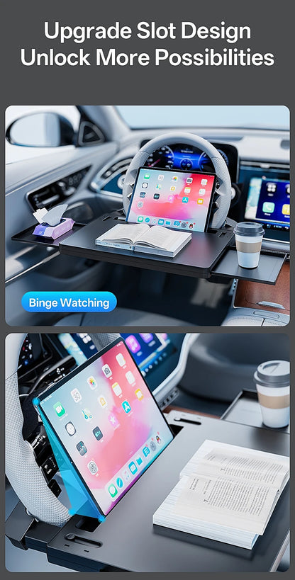 Multifunctional Car Steering Wheel Desk Portable Laptop Desk Foldable Car Storage Stand Work and Dining Table Travel Office
