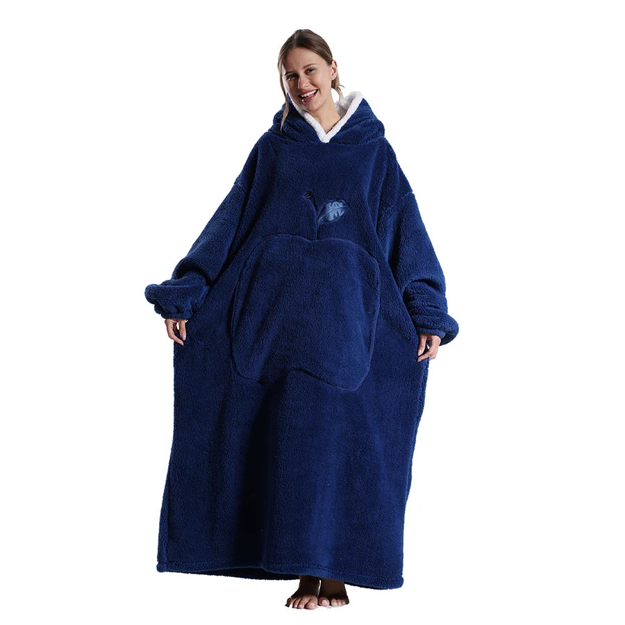 Fashion Cartoon Oversized Blanket Hoodie for Women Men Hoodies Sherpa Fleece Winter Thick Plus Size Couple Sweatshirts Korean