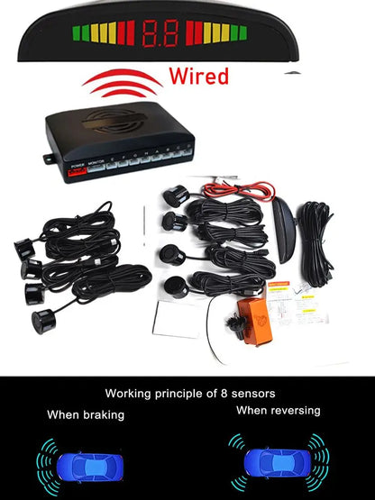 Car Parktronic LED Parking Sensor With 8 Sensors Reverse Backup Radar Monitor Detector System 22MM Backlight Display