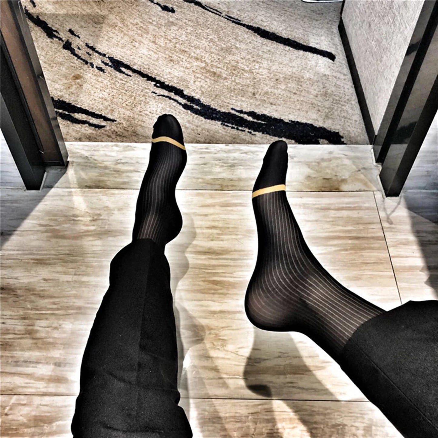 Toe Ring Socks Mature Man's High Class Outfit Business Style Rich Man  Fine Dress Socks Short Socks Daily