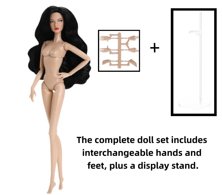 1/6 Scale Supermodel Female Body with 14 Joints Includes Multiple Wig Options And Extra Head for Collectible Figures